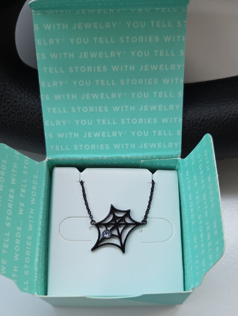 Origami Owl Black Spiderweb Necklace with Crystal Accent - NL1062